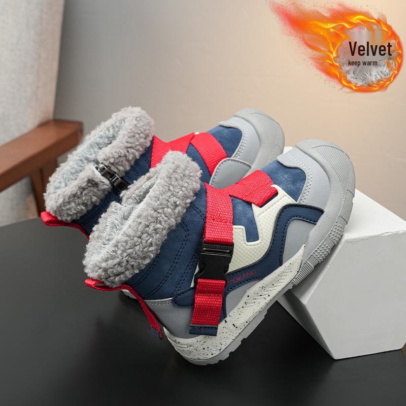 Girls  2025 Winter Snow Boots - Warm Velvet-Lined Princess Fur Boots Size 37, 23 cm синий