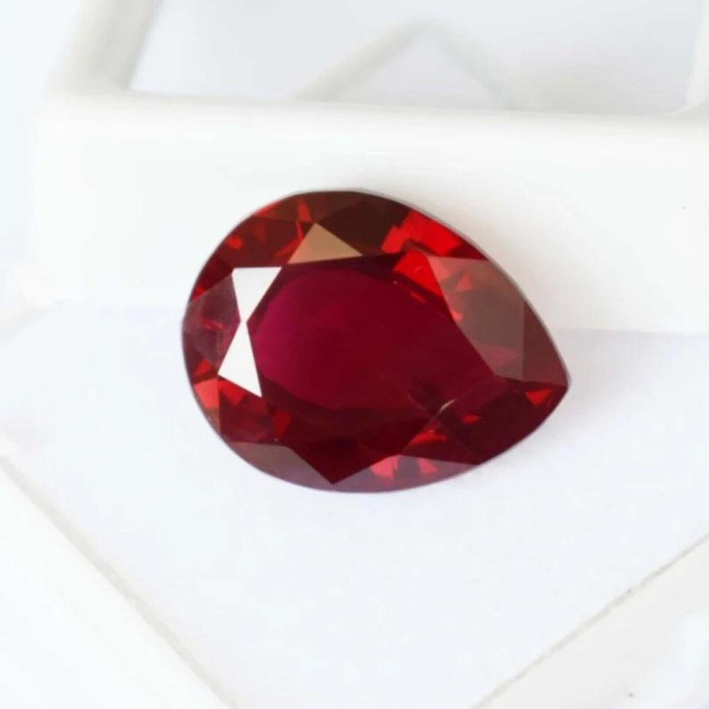 Natural Red Ruby Loose Gemstone Pear Shape 10.15 ct for Jewelry Making and Gem Collections