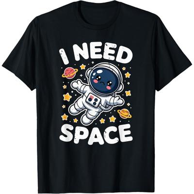 I Need Space Cute Astronaut Floating with Stars and Planet T-Shirt(2)
