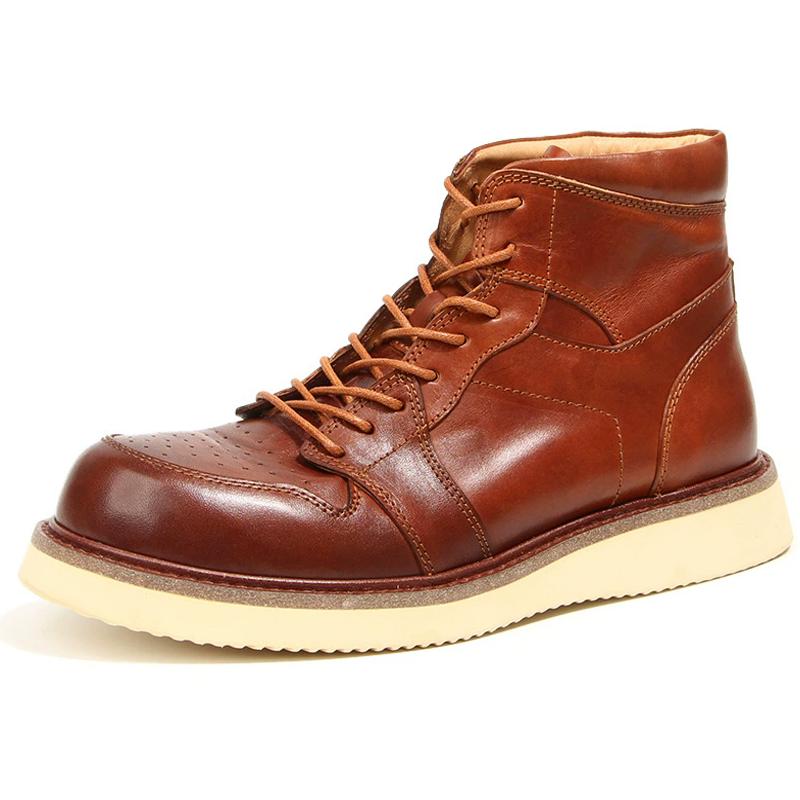 

Handmade Retro Men s Boots Genuine leather men s ankle boots leather shoes Wear resistant Non-slip Autumn winter shoes Male 38 коричневый