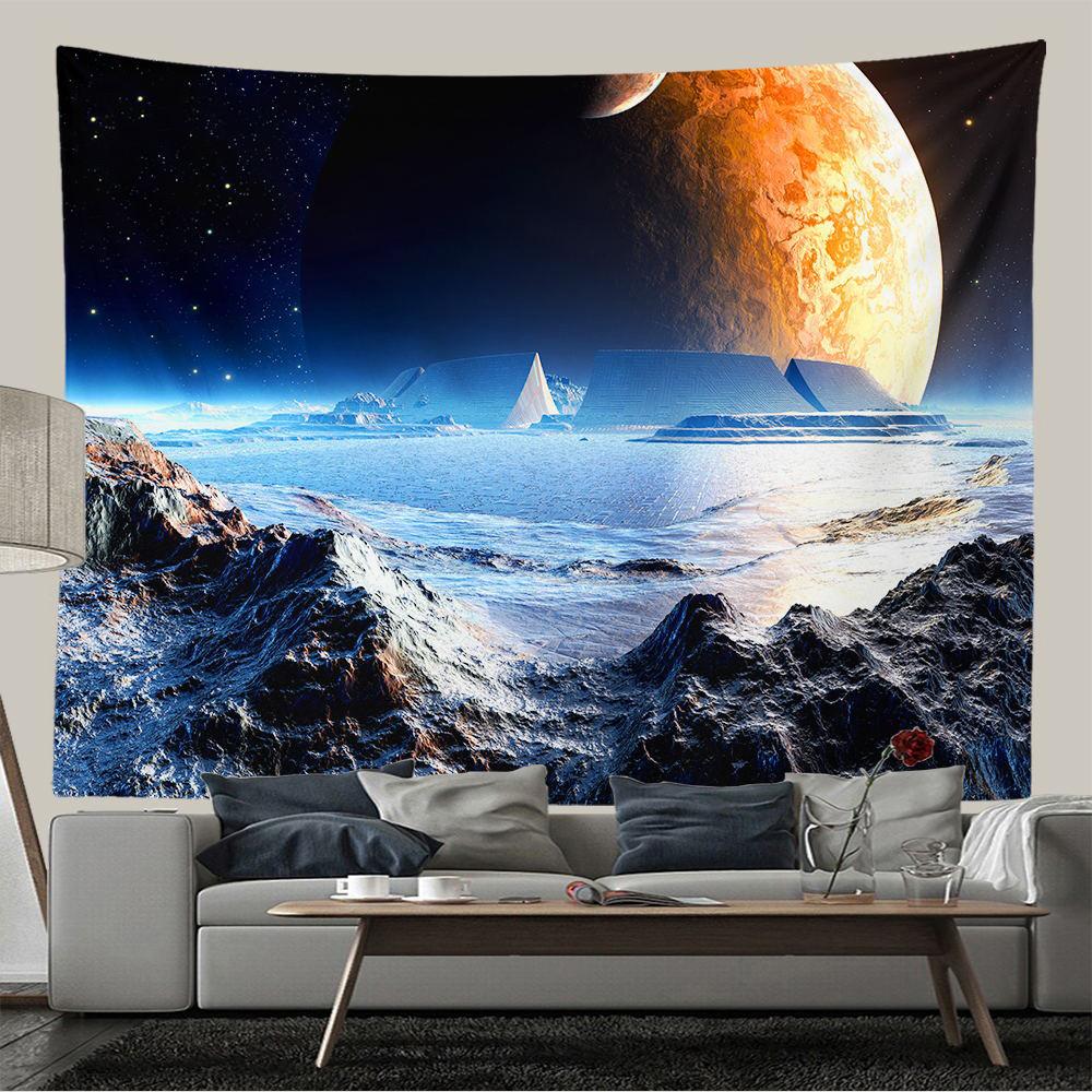 Purple Planet Tapestry Wall Hanging Hippie Room Decor Galaxy Space Wall Tapestry Aesthetic Bedroom Living Room Decor
