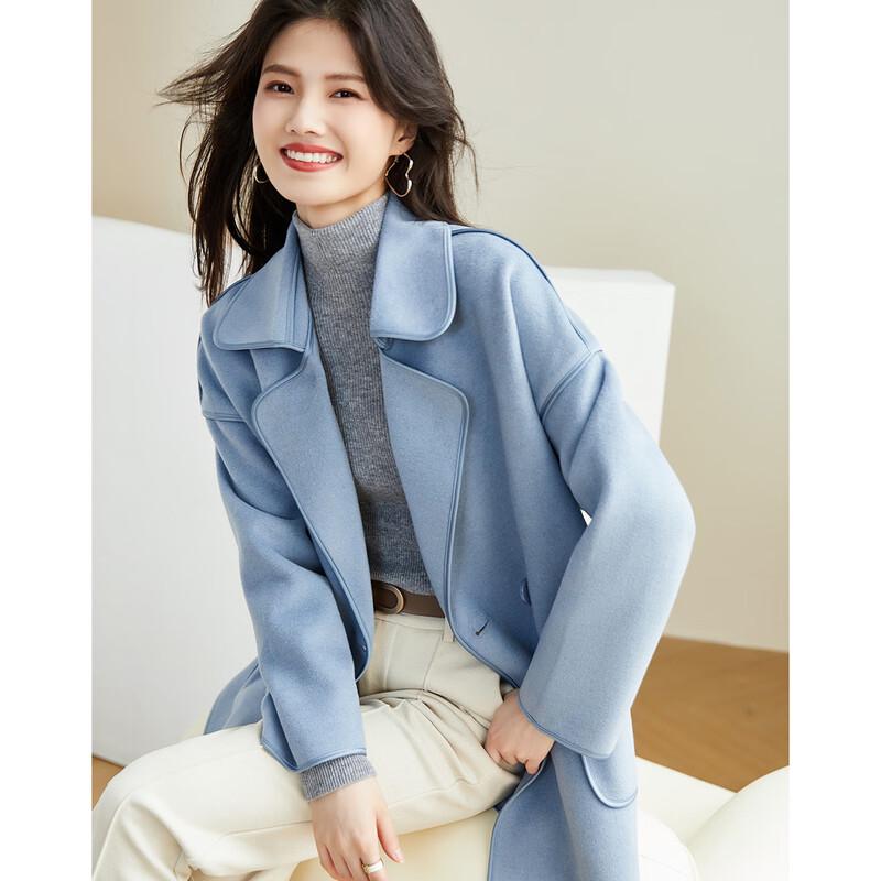 Demana Women's Double-breasted Lapel Mid-length Drop Shoulder Coat