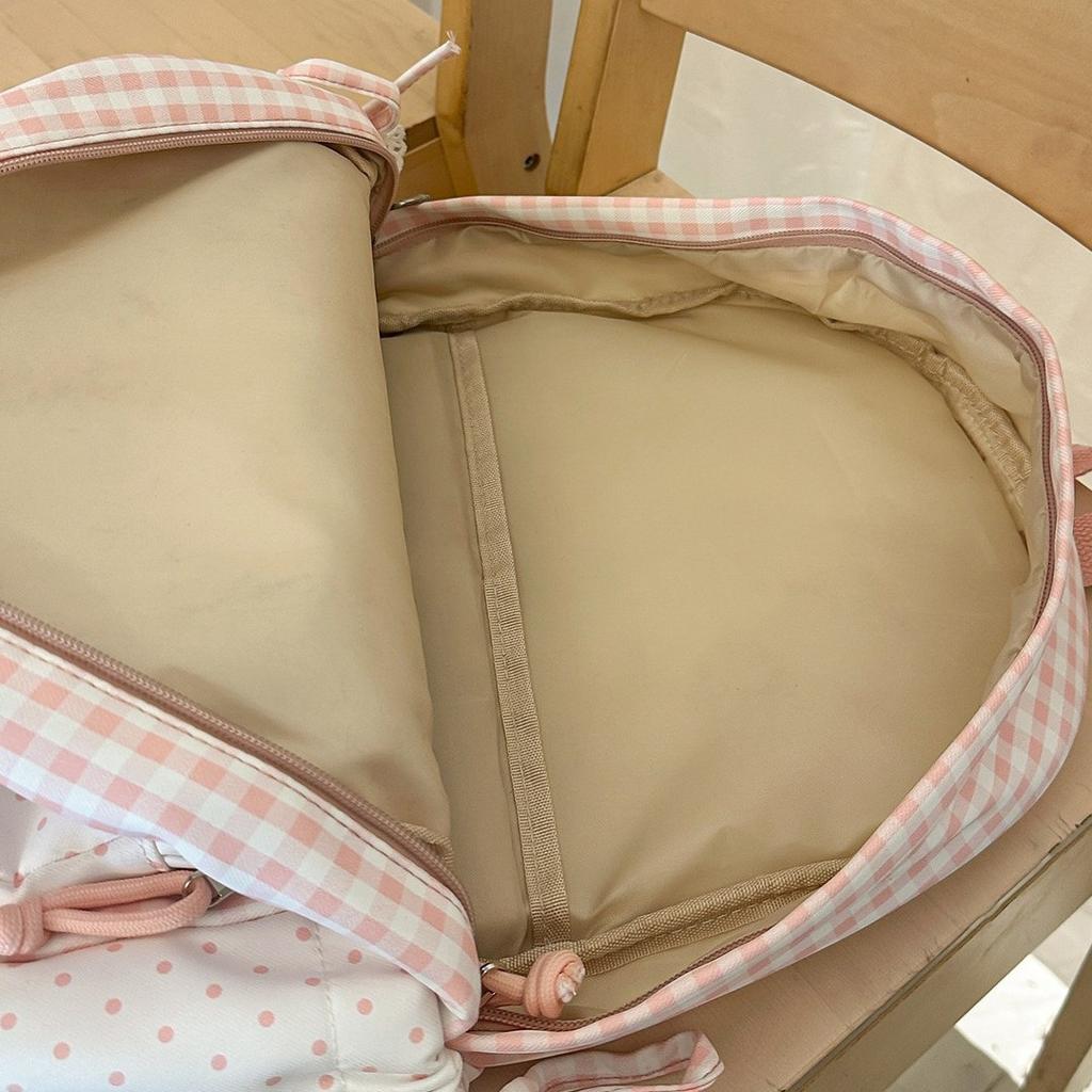 Schoolbag milk fufu plaid lace sweet girl wind backpack high value student party holiday travel cute backpack