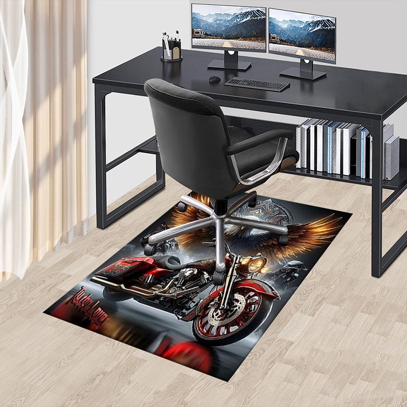 1PC Motorcycle Eagle Non-Slip Floor Carpet Compatible for Office&Living Room&Dining room - Flat-Weave Machine- Soft & Pattern-E254
