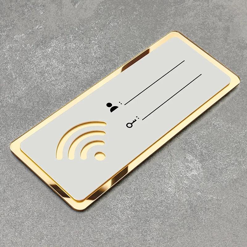 WIFI Sign Mirror Wall Stickers 3D Acrylic Rewritable Handwriting Account and Password For Public Shope Signage Decorate