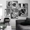 Modern Black White Fashion Women Doberman Spaniel Champagne Luxury Poster Canvas Paintings Wall Art Pictures Home Decor