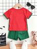 Printed Casual Short Sleeve Top & Shorts Set for Boys, Summer Versatile Outfit
