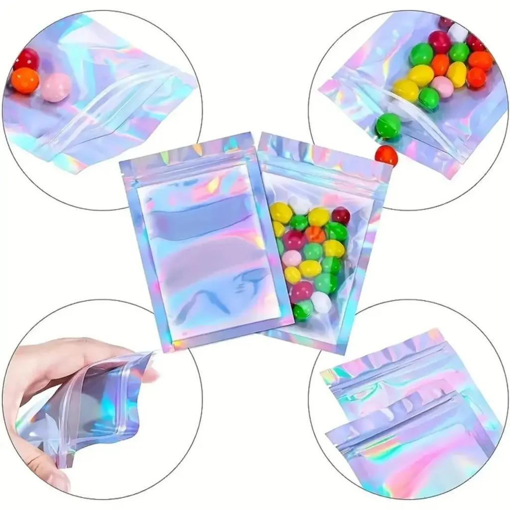 Laser Ziplock Bag Necklace Earrings Jewelry Gift Packing Bags Cell Phone Cases Colorful Packing Bags Kitchen Organizer