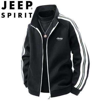 JEEP SPIRIT Men's Striped Stand-Collar Casual Jacket
