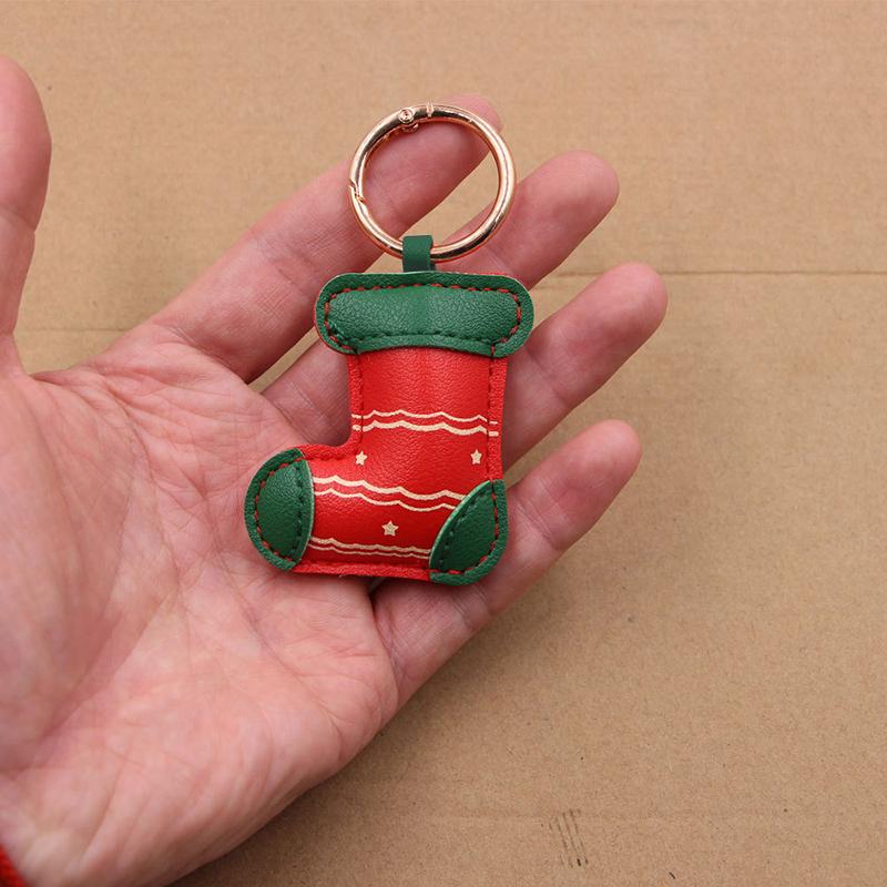 Yogodlns Christmas Keychain Santa Claus Deer Green Strap Faux Leather Phone Charm Pendnat Christmas Gift Party Favors
