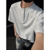 Men Waffle Half Button Henley Short Sleeve Loose T Shirt Mens Summer Casual Tops