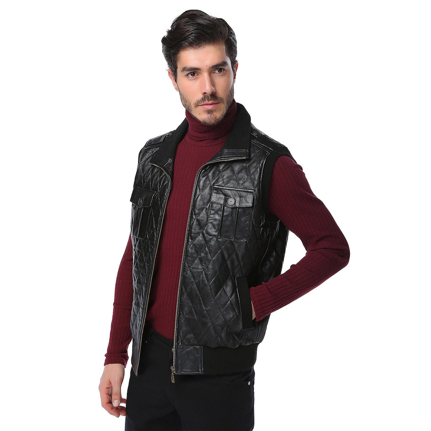 

Мужской жилет из натуральной кожи, мужской жилет 3XL чёрный