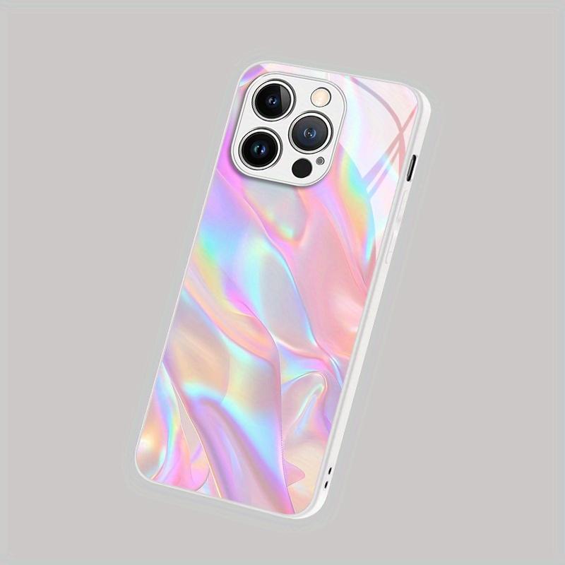Color Textured Pattern Tempered Glass Phone Case Suitable for iPhone 17 16 15 14 13 12 11 Pro Max Plus Shockproof Back Cover