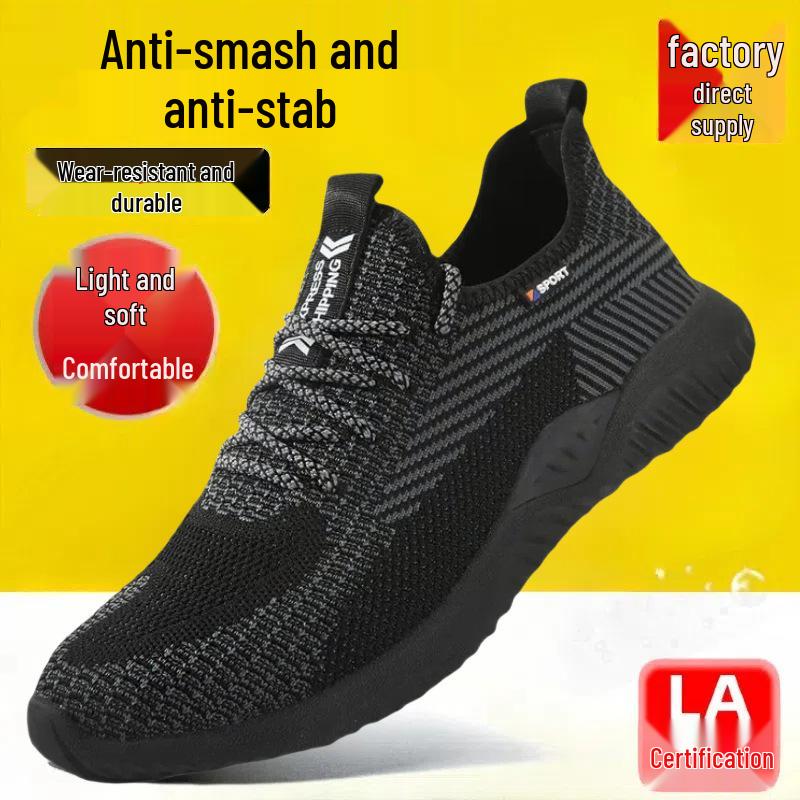 Pantofi de lucru respirabili cu bombeu de oțel pentru bărbați - Anti-zdrobire, Anti-perforare, Ușori, Talpă moale, Rezistenți la uzură pentru șantiere de construcții