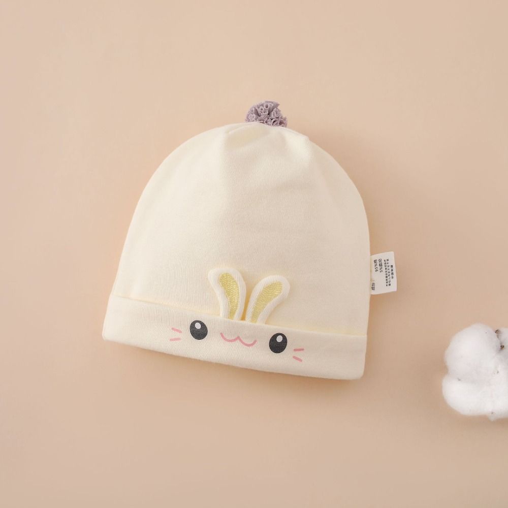 Print Boneless Muslin Hats Cartoon Bear Newborn Hats Warm Infants Beanie Cap Toddler