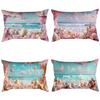 Pink Dreamy Beach Ocean Shell Polyester Printed Pillowcase Home Sofa Cushion Cover