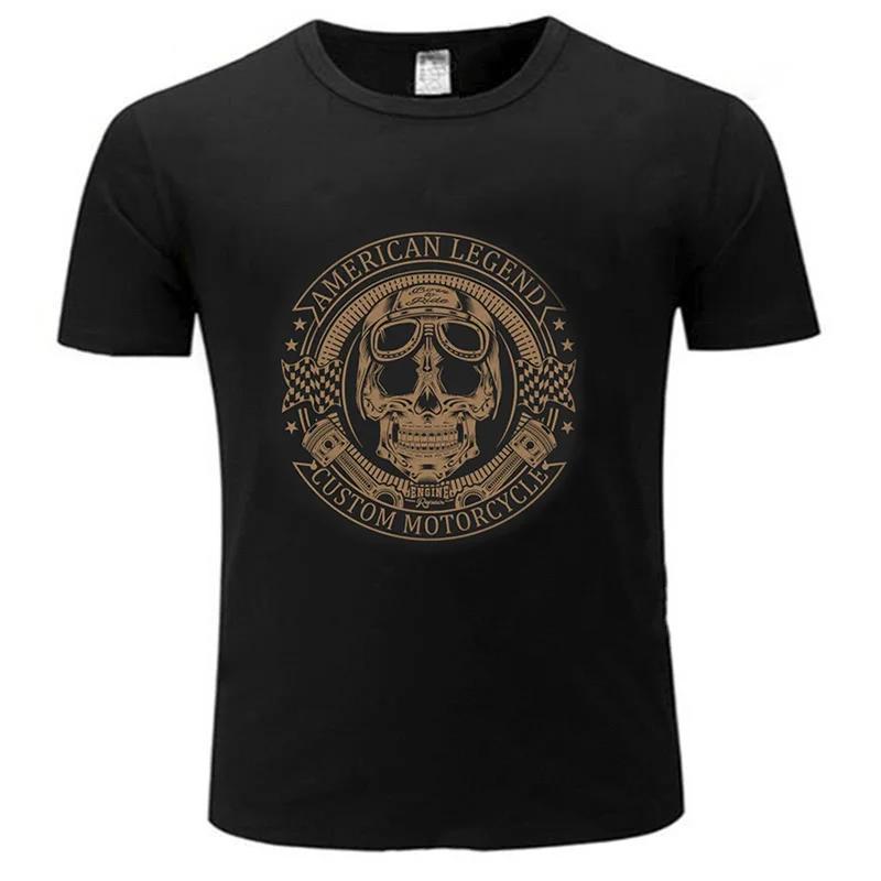 Streetwear Biker Men Cotton Classic T-shirt Motorbike Cool Fashion Big Size Tee Male Vintage Motorcycle Couple Top Unisex