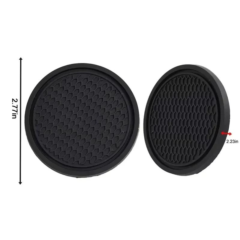 Car Anti Slip Cup Coaster 2pcs Black Interior Accessory Suitable for Most 7cm Diameter Cups - Essential - with Car Decoration