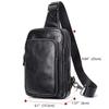 Mans 100% Genuine Leather Sling Bag Men Messenger Bags for Men Black Chest Bags for Phone Casual Sport Shoulder Bag