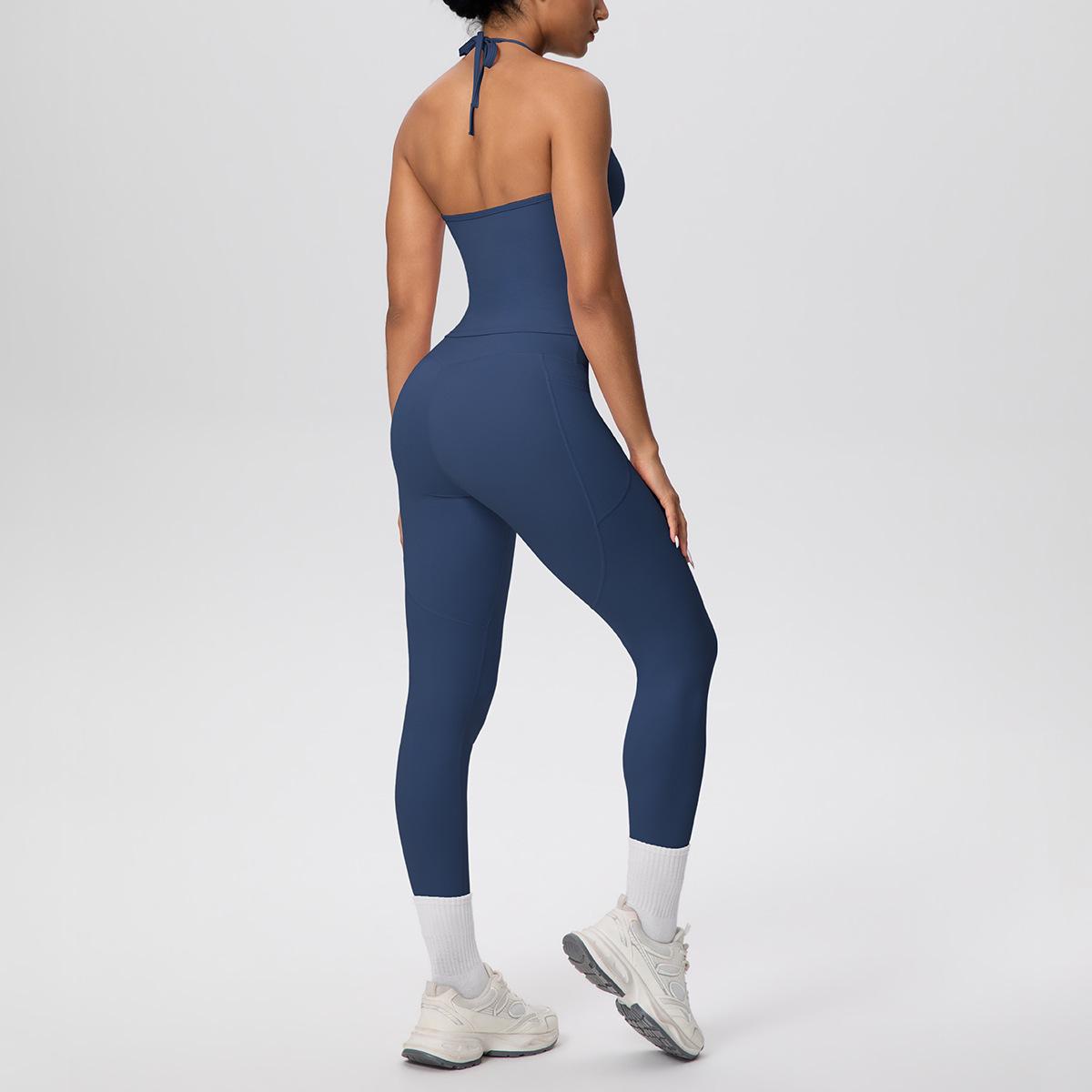 

Cloud-Like Lace Strap Yoga Vest & Pocket Leggings Set for Women Small