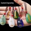Custom Engraved Citrine Buddha Teardrop Necklace with Multicolor Pendant