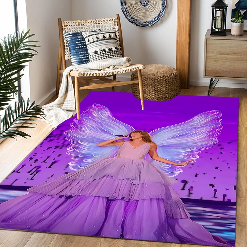 Taylor Swift Angel Themed Anti-Slip Rugs - Polyester Home Decor, Suitable for Bedrooms, Living Rooms, Doorways, Studios, and Decorations