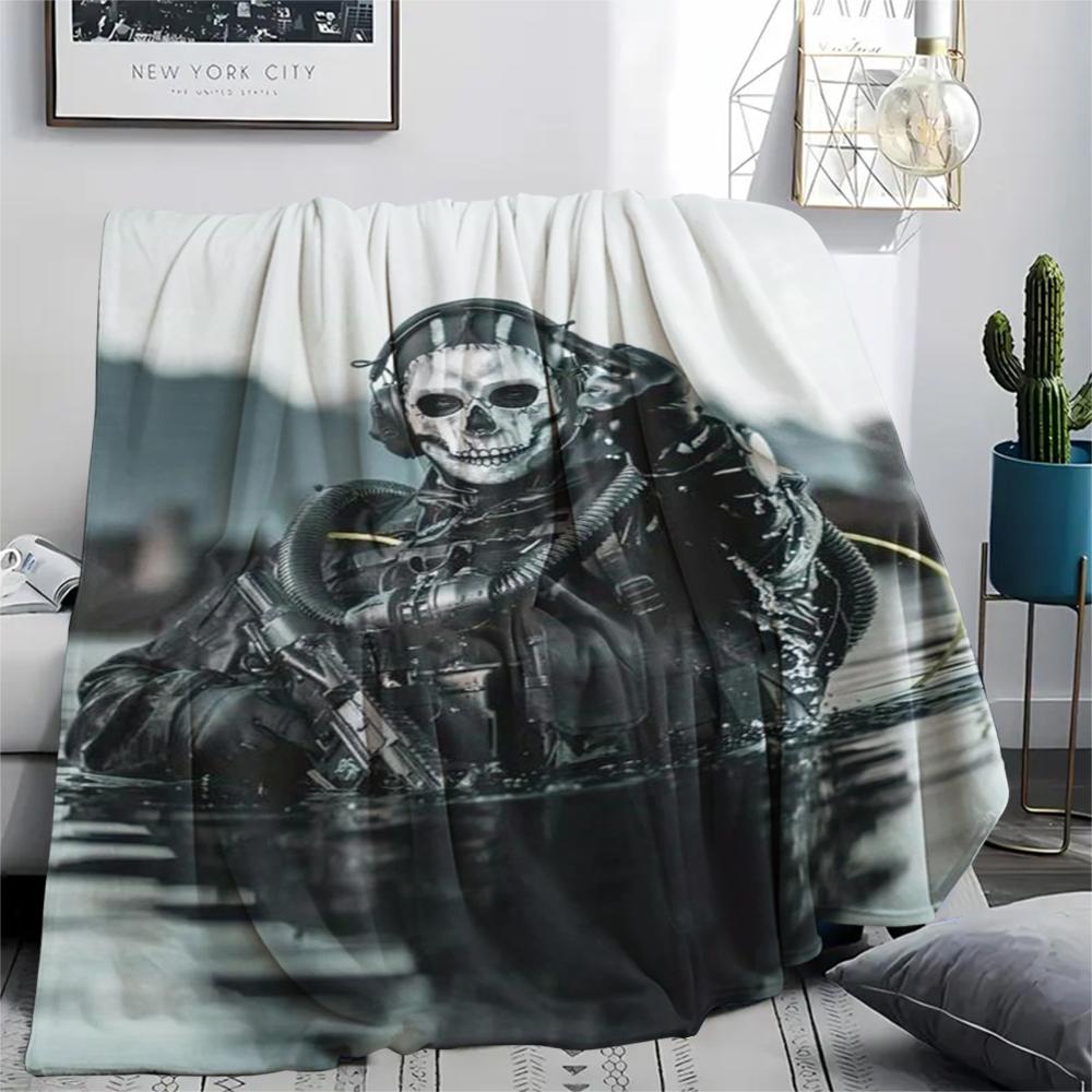 1PC GHOST Print Flannel Blanket, High quality Comfortable for All Seasons, Home Decor, Warmth and Comfort, Perfect for Christmas Gifts159