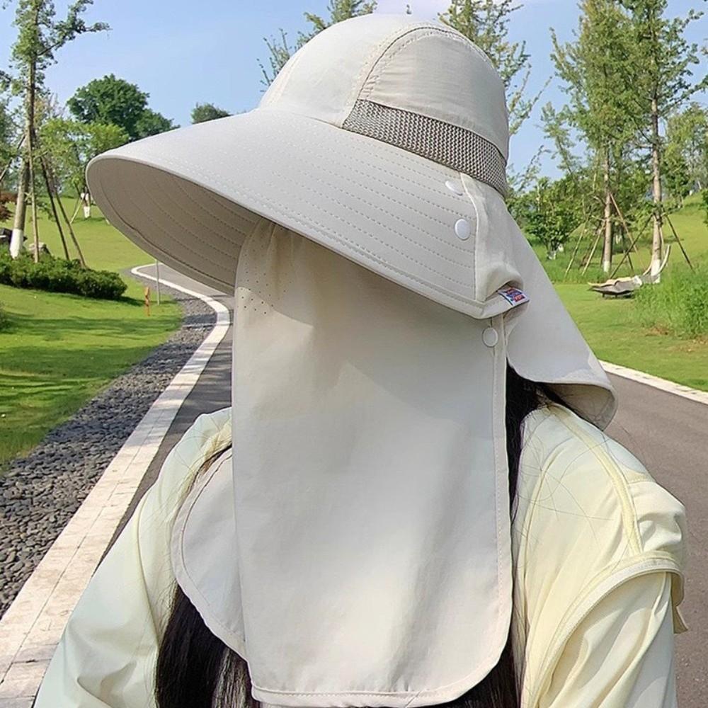 Breathable Face Covering Sun Hat Wide Brim Integrated Fishing Hat  Outdoor Activities