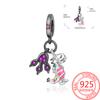 Authentic Original products Copper Metal Colorful tulip flowers animal Cow Pendant Bead Component Compatible With Bracelet High Quality Fine Jewelry