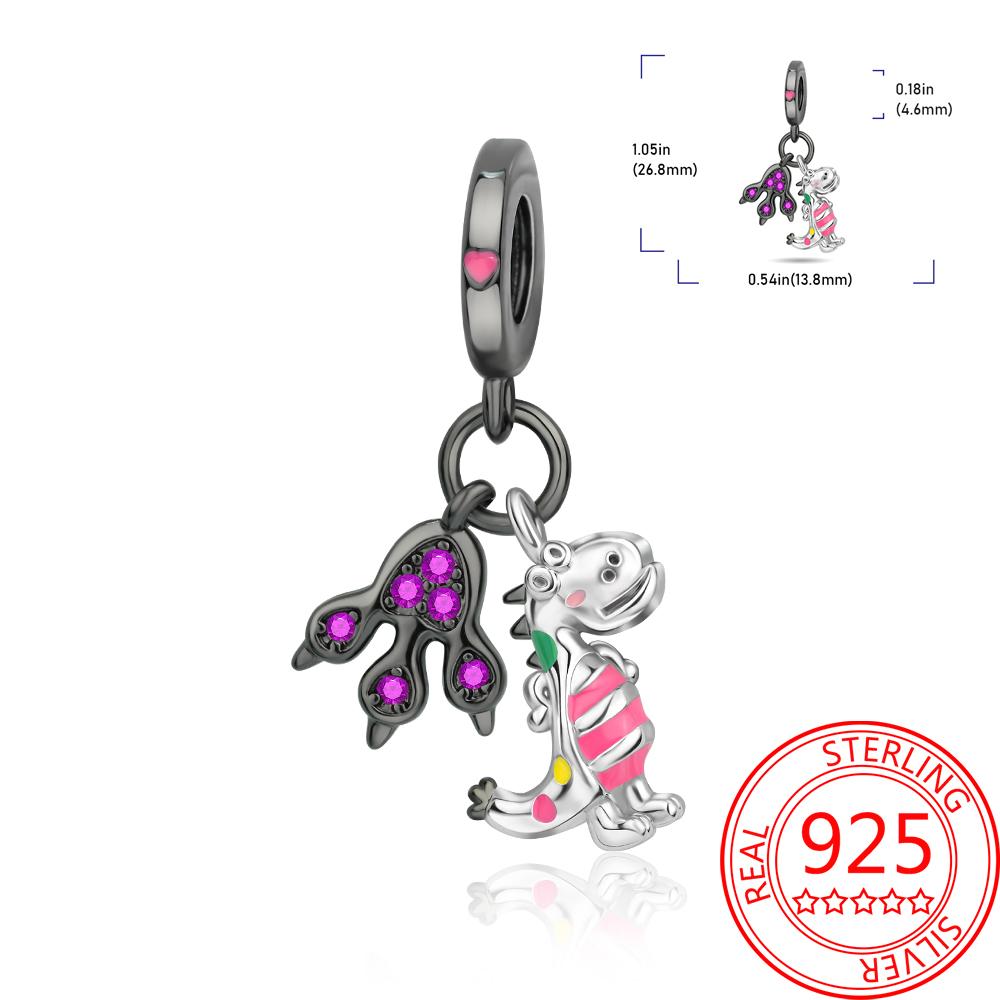 Authentic Original products Copper Metal Colorful tulip flowers animal Cow Pendant Bead Component Compatible With Bracelet High Quality Fine Jewelry