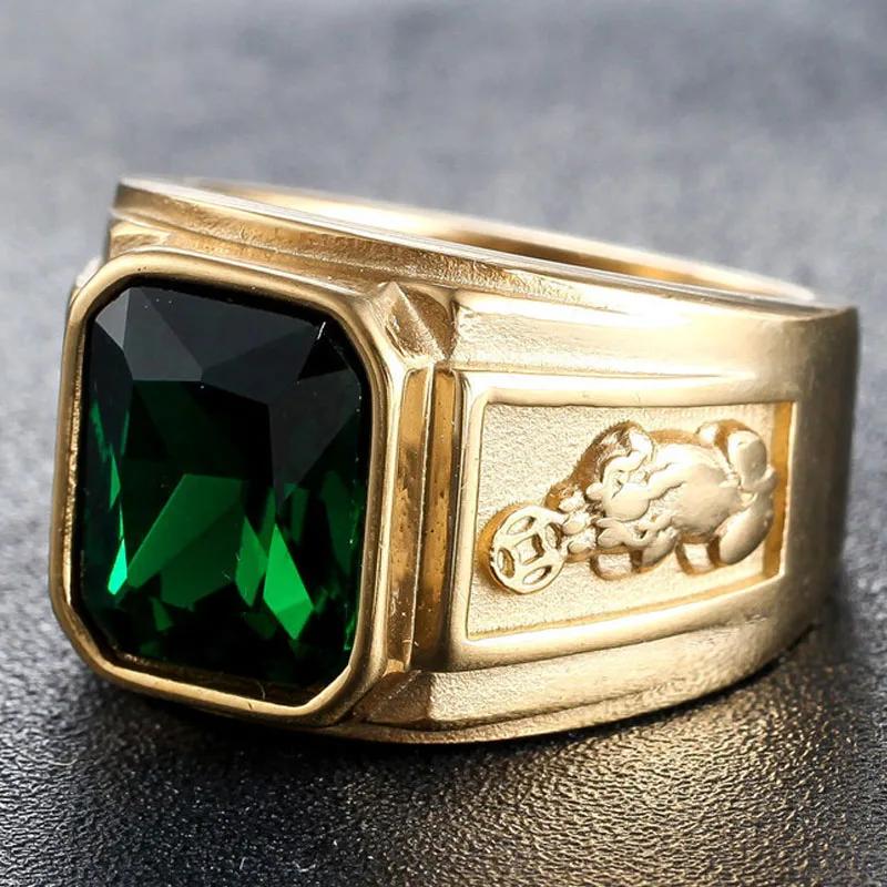 

Gold Diamond Set Gem Men s Ring Aggressive Retro Dragon Ring European and American High Quality Luxury Simple Quality Jewelry 7