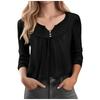 Women's Button-neck Solid-color Long-sleeved Pullover T-shirt Top