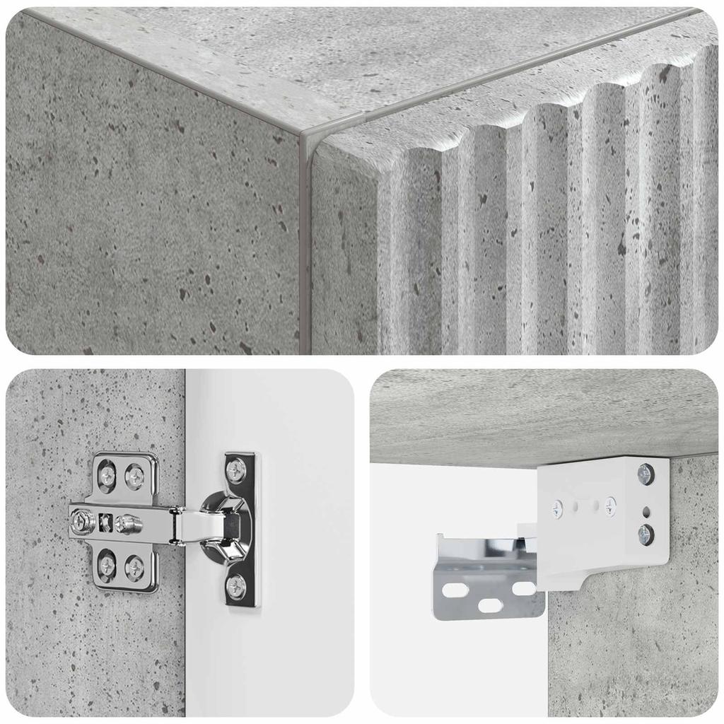 Wall Mounted Bathroom Cabinet Concrete Grey 33 X 34.5 X 60 Cm