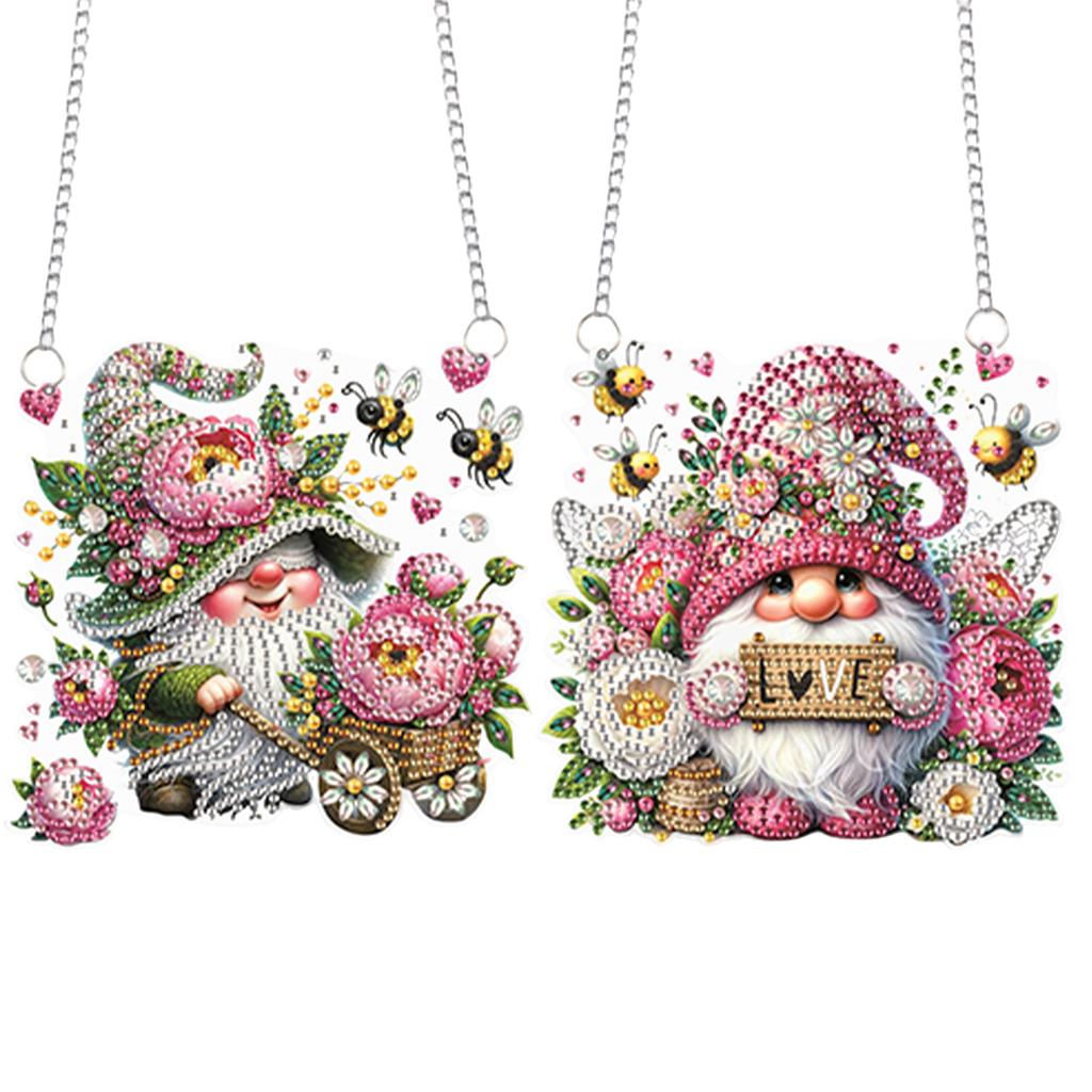2pcs Flower Goblin 2D Flat DIY Special Shape Rhinestone Diamond Art Window Pendants Diamond Painting Set Diamond Art Pendant