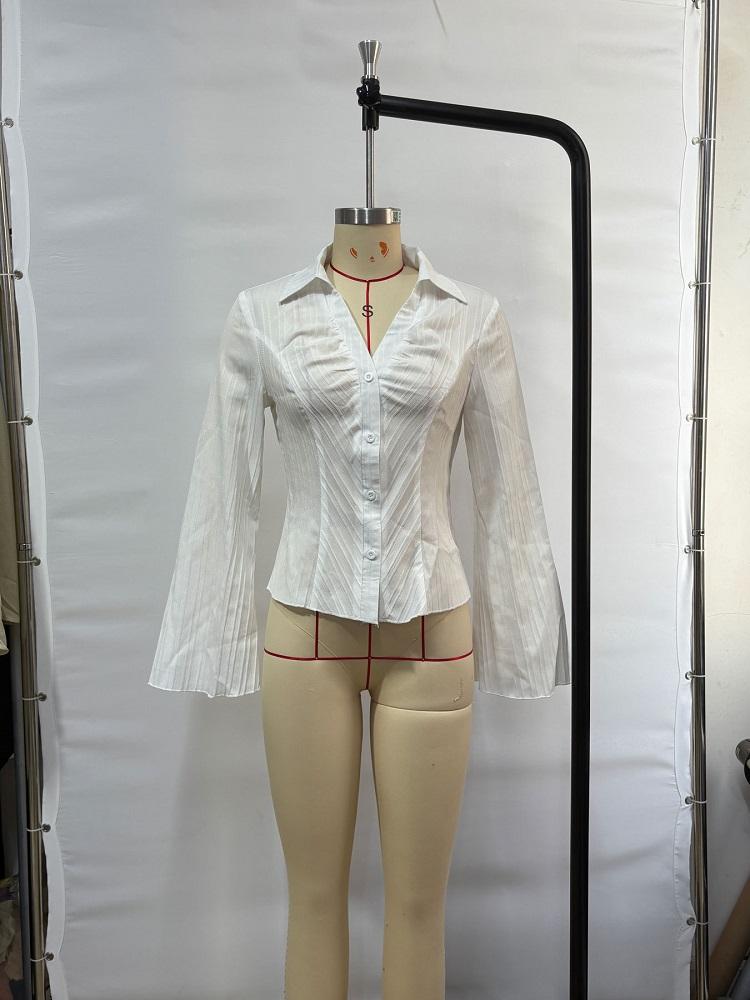 Long Sleeve Plus Size Shirts & Blouses for Blouse Casual Spring Autumn Crop Tops Women Button Up Shirt