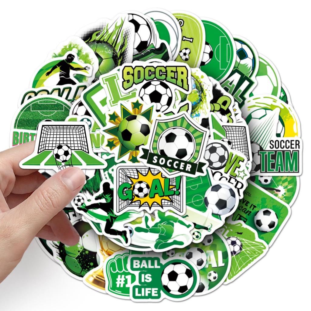 50 Green Field Soccer World Cup Waterproof Stickers for Sports Competitions