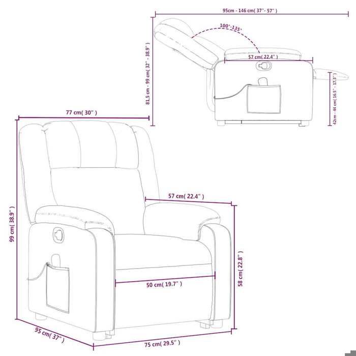 VidaXL Recliner Massage Chair Dark Green Fabric 3205220