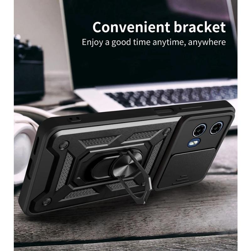 Pouzdro s magnetickým kroužkem pro Motorola Moto G04 G24 s vysouvacím fotoaparátem, ochranné brnění, pro Moto G04 G24