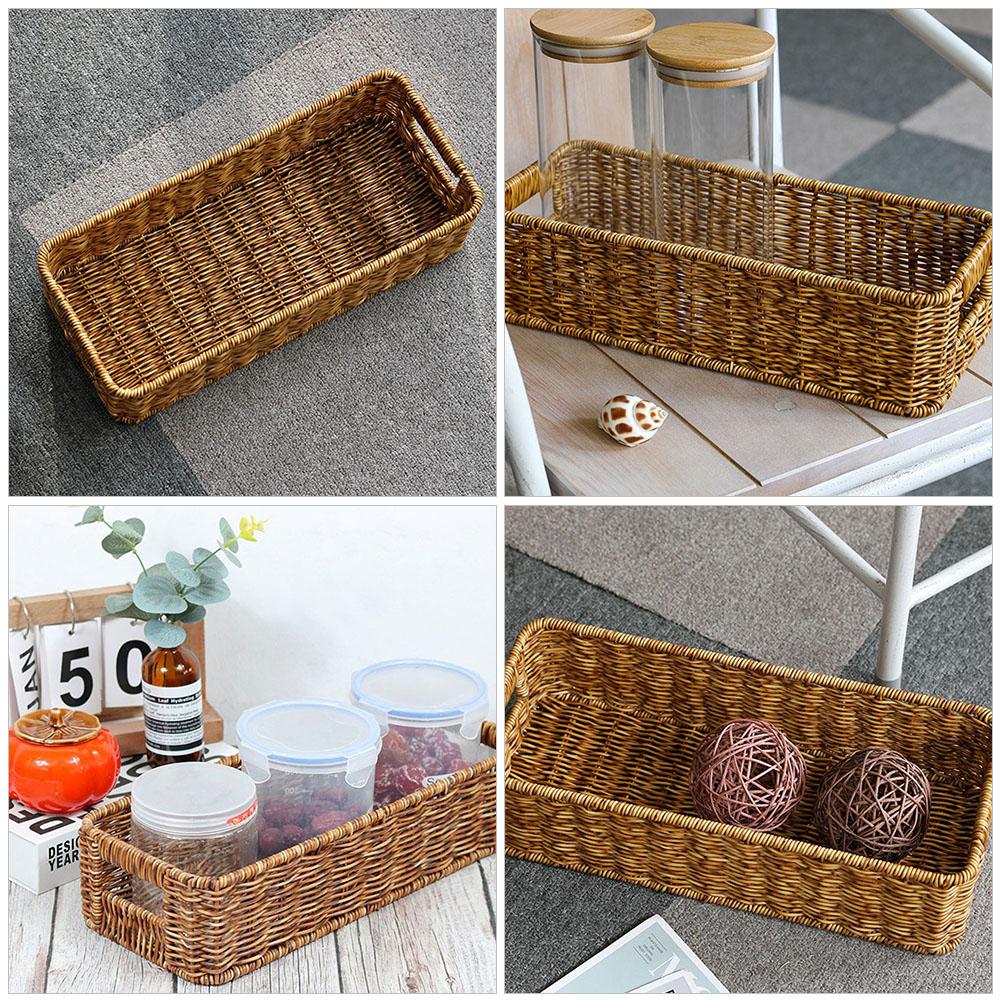 Panier de rangement tissé grande capacité, organiseur pour vêtements, fer, divers, en rotin, pour bureau