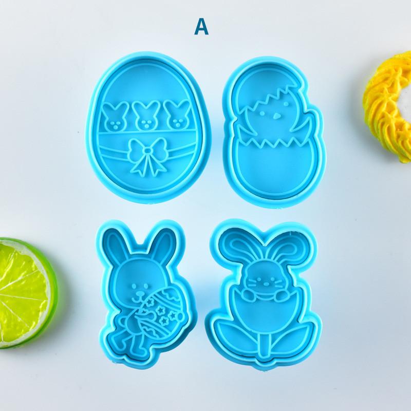 New Blue Easter Egg Cake Mold DIY Cookie Cutters Rabbit Duck Spring Biscuit Fondant Cutter Set Mould Baking Sugarcraft