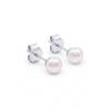 Boucles d'oreilles - PEARLS &amp; COLORS - Pearls &amp; Colors - Perle d'akoya 4.5-5 mm - Or blanc 18 ct (750) - Clou puce