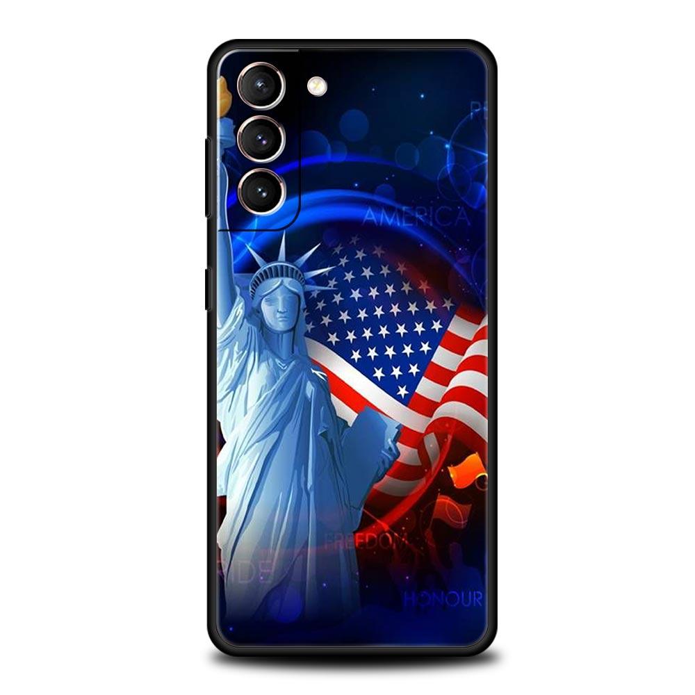 

American United States Flag Phone Case For Samsung Galaxy S26 Ultra S25 Plus S24 FE S23 S22 5G S21 S20 Cover Black Soft S22 Plus 5G