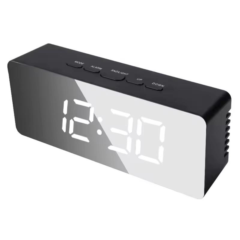 Digital Alarm Clock LED Mirror Clock Large LCD Display Electronic Clocks Noiseless Table Clocks With Temperature Calendar Watch
