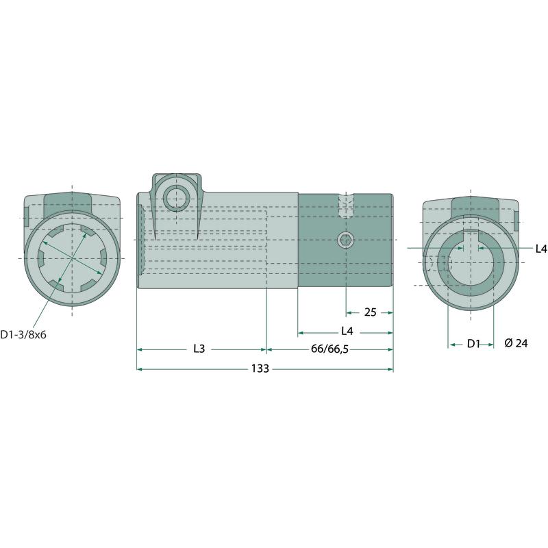 PTO Shaft Reduction Coupling, Wedge 1 3/8" Z6