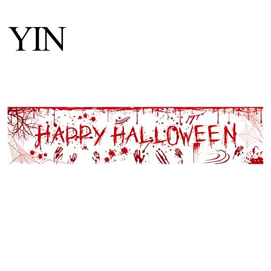 Spooky Backdrop for Home Large Happy Halloween Banner Outside, 70 x 15 Inch Yard Sign Reusable Flag, Welcome Garden Fence Party Decoration Front Porch
