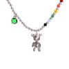 Rainbow Round Beads Bear Necklace Women'S Niche Versatile Emerald Design Light Luxury Trend Jewelry