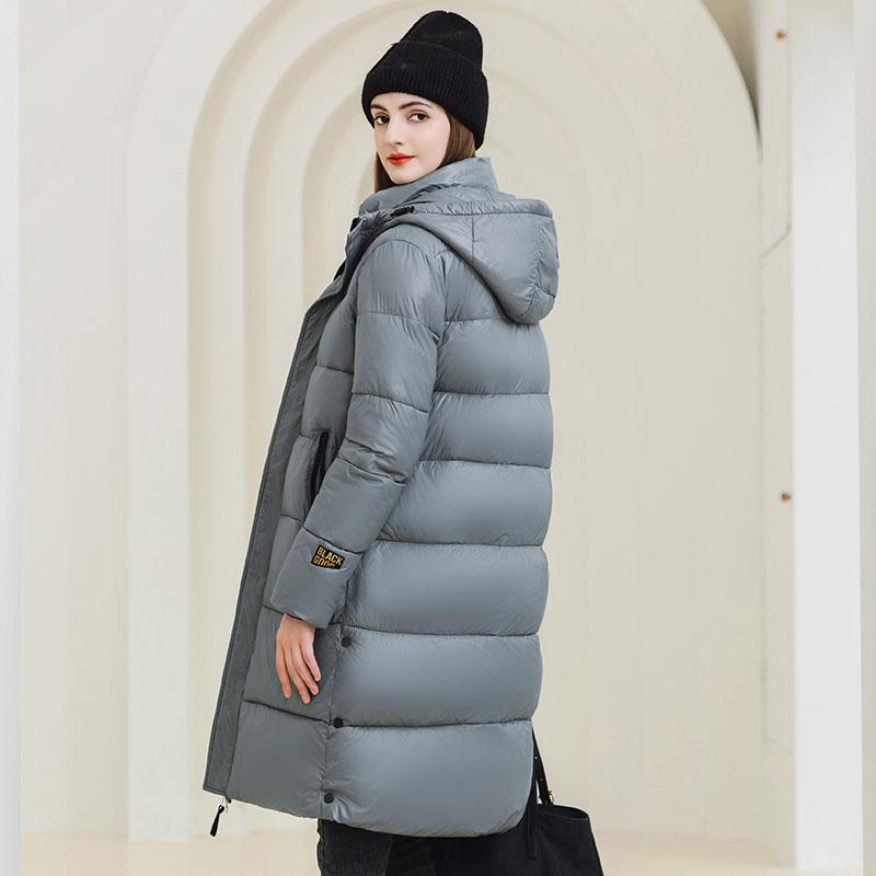 Women Autumn Winter Soild Color Thicken Outwear Cotton Padded Hooded Warm Long Jacket Coat