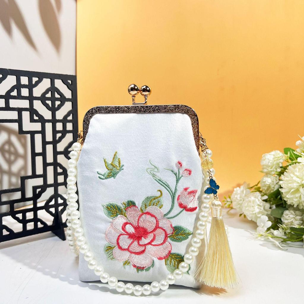 Ancient Style Single Shoulder Crossbody Cheongsam Bag with Embroidery Clasp Handbag