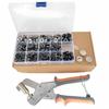 60 Sets 201 Stainless Steel Snap Fasteners with Hand Pliers - No-Sew Metal Four-Button for Tarp Fixing, Hidden Snap Buttons
