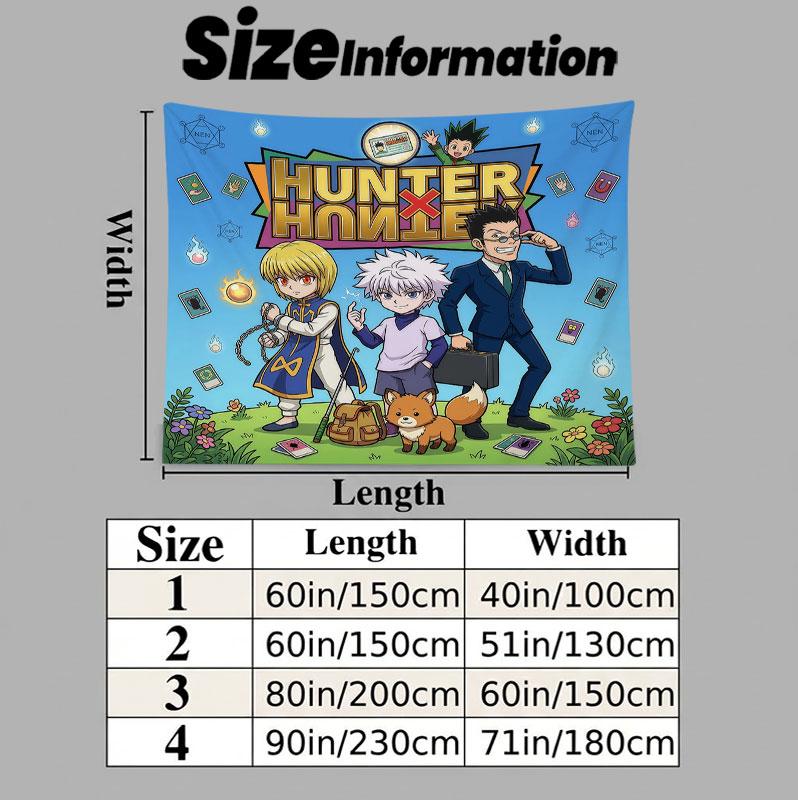 Hunter X Hunter Wall Tapestry Aesthetic Wall Hanging Printed Fabric Blanket Decorative Tapestries For Bedroom Living Room Home Decor